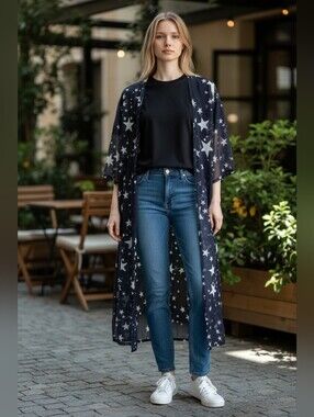 Sheer Star Print Kimono